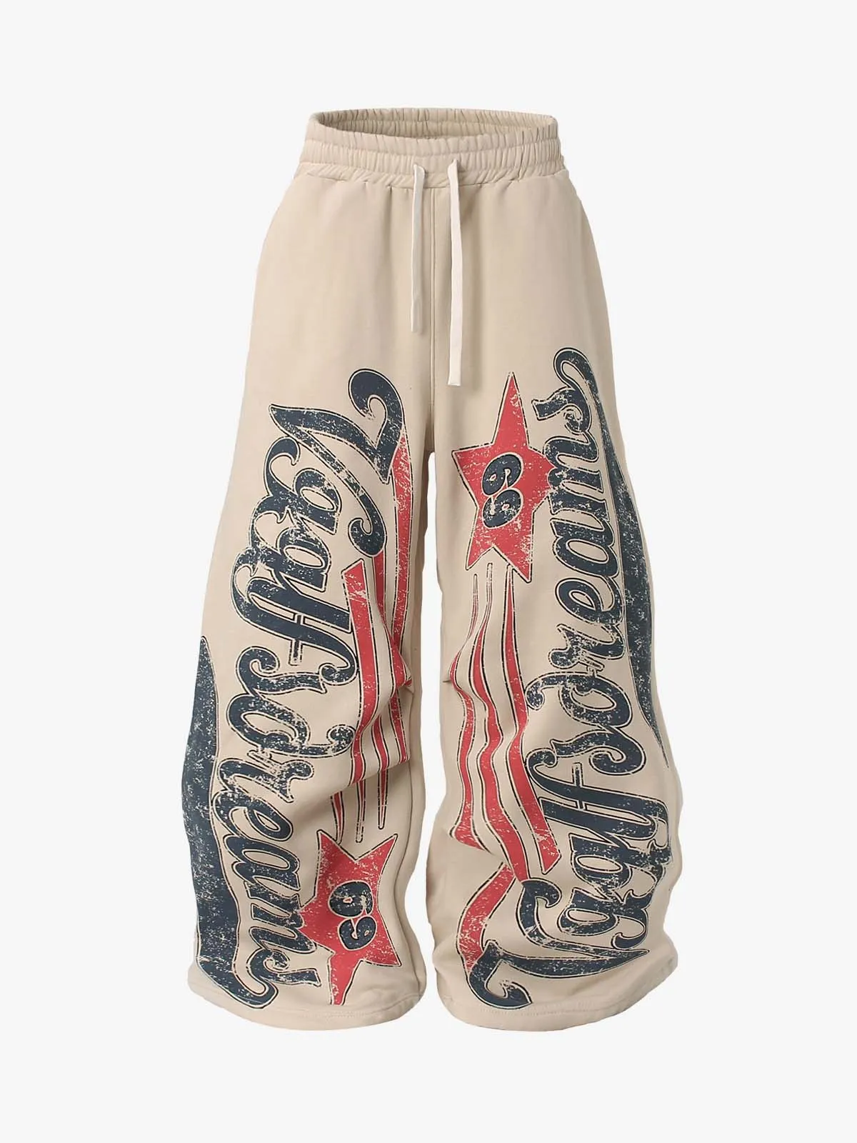 Vintage Color-Blocked Letter Print Fleece-Lined Sweatpants sold by Thesupermade product image thumbnail 2