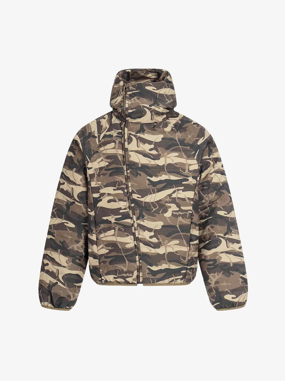 Retro Camouflage Asymmetric Zip-Up Down Jacket sold by Thesupermade product image thumbnail 2