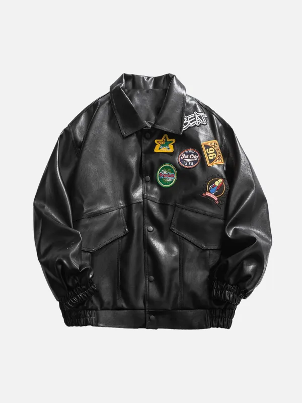 Retro Street Biker Leather Jacket sold by Thesupermade