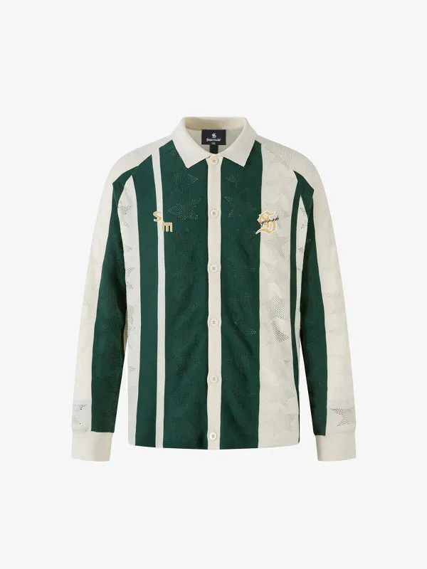 Striped Color-Block Knit Button-Up Cardigan sold by Thesupermade