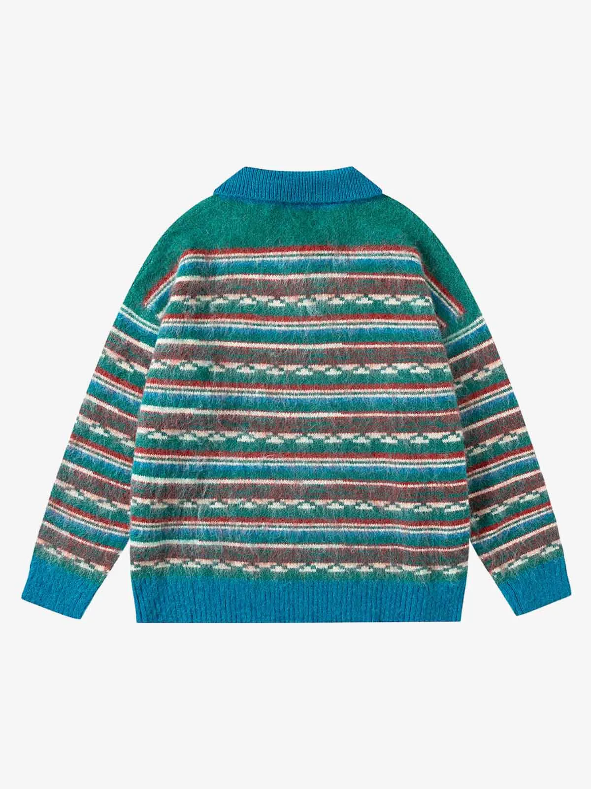 Vintage Striped Jacquard Polo Knit Sweater sold by Thesupermade product image thumbnail 2