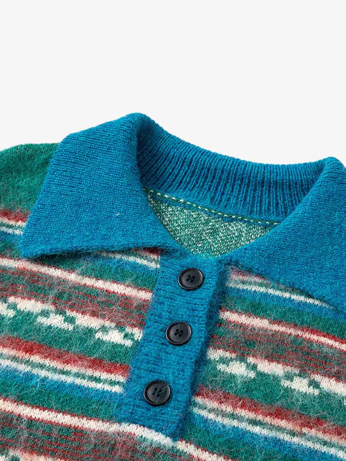 Vintage Striped Jacquard Polo Knit Sweater sold by Thesupermade product image thumbnail 3