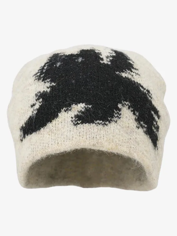 Vintage Fuzzy Cat Pattern Knit Beanie Hat sold by Thesupermade