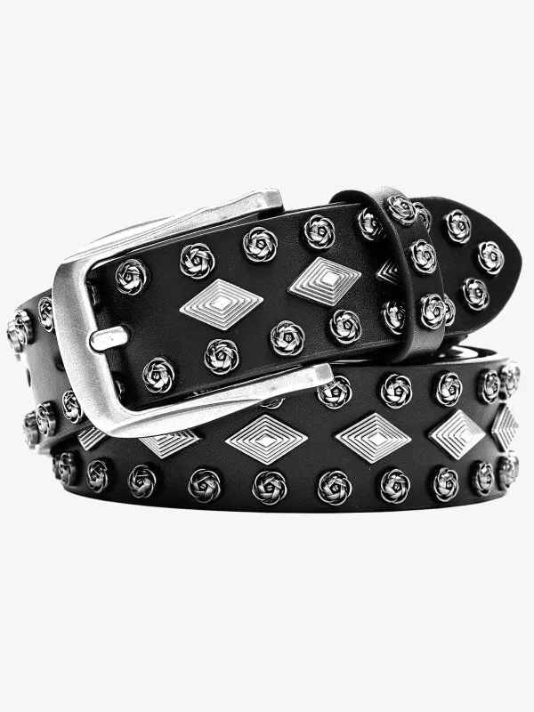 Retro Rose-Shaped Studded PU Belt sold by Thesupermade