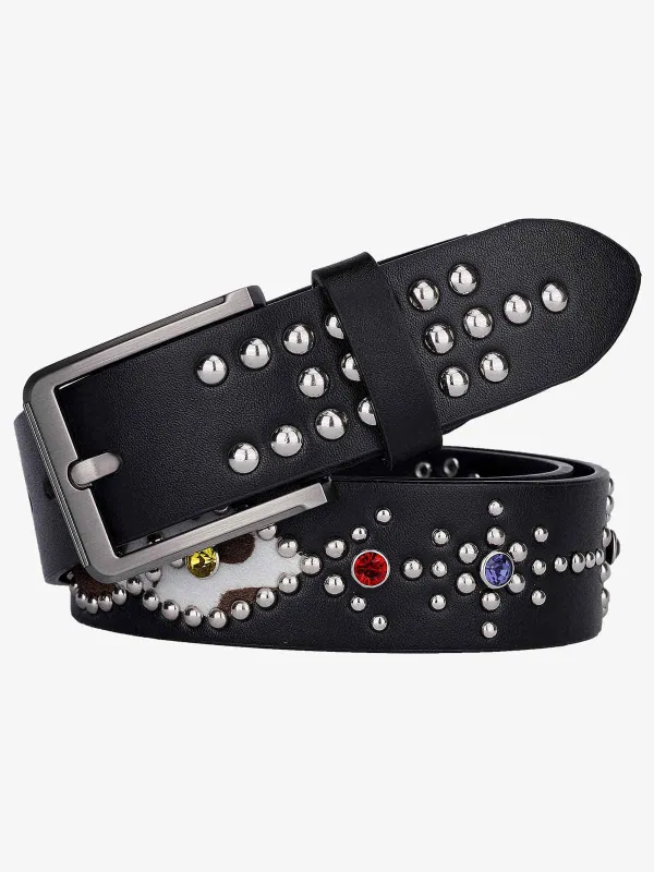 Retro Multicolor Gem Studded PU Belt sold by Thesupermade