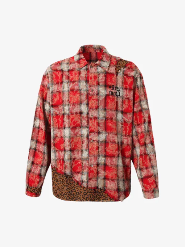 Vintage Patchwork Leopard Plaid Shirt sold by Thesupermade