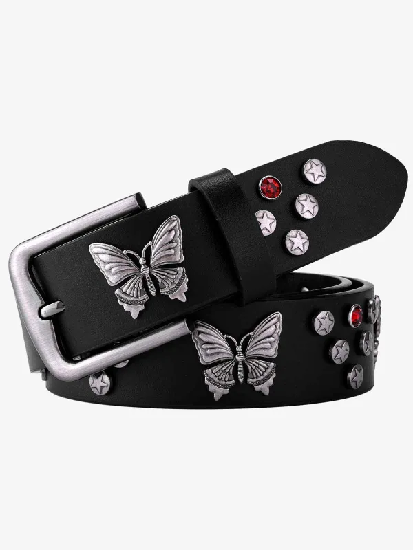 Vintage Butterfly & Star Studded Punk Belt sold by Thesupermade