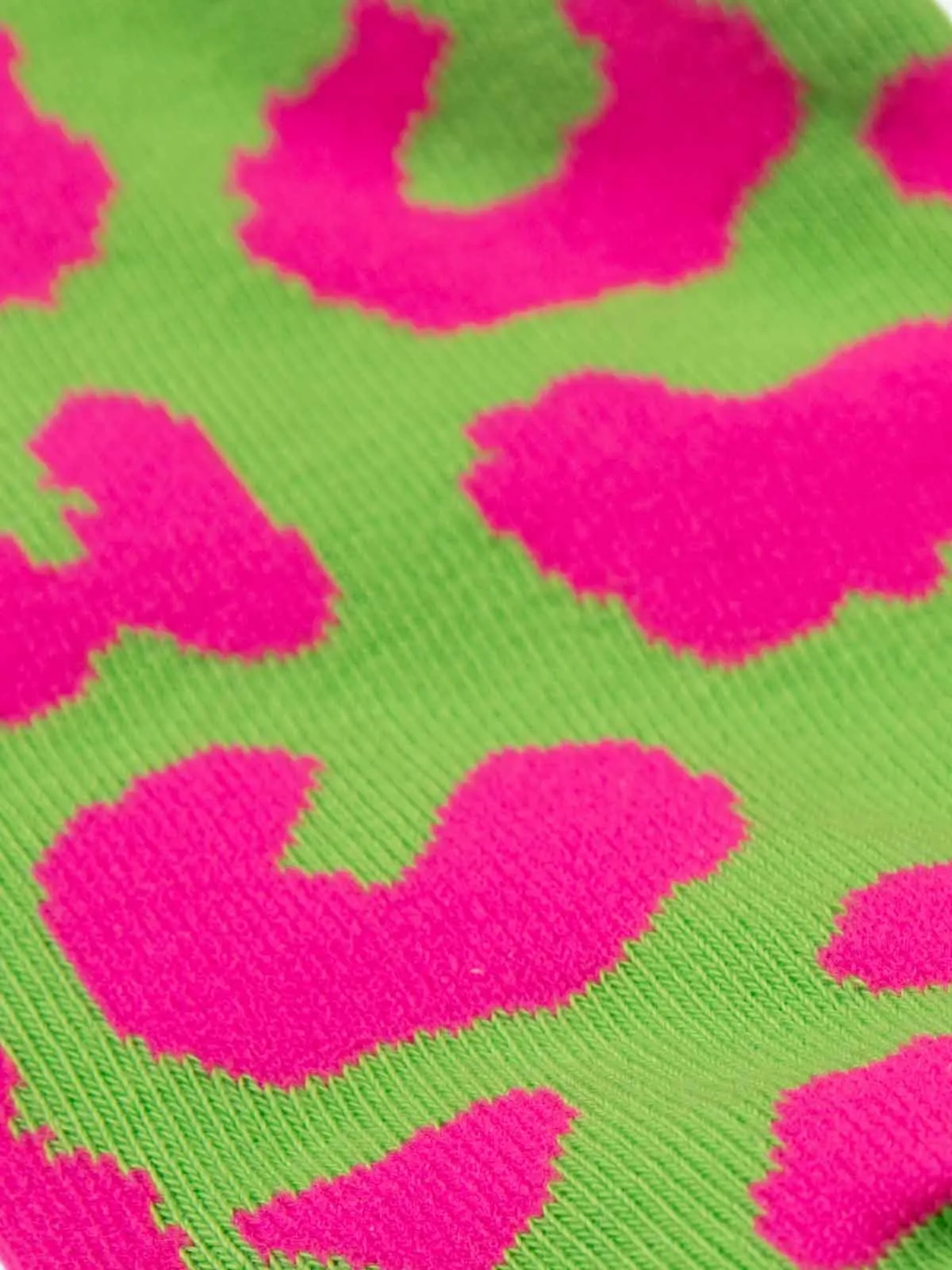 Retro Vibrant Leopard Print Color-Block Crew Socks sold by Thesupermade product image thumbnail 5