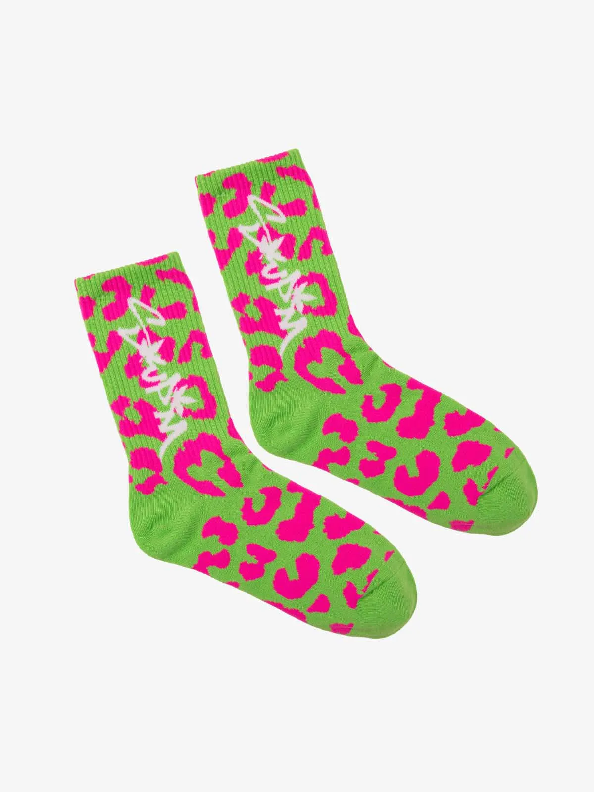 Retro Vibrant Leopard Print Color-Block Crew Socks sold by Thesupermade