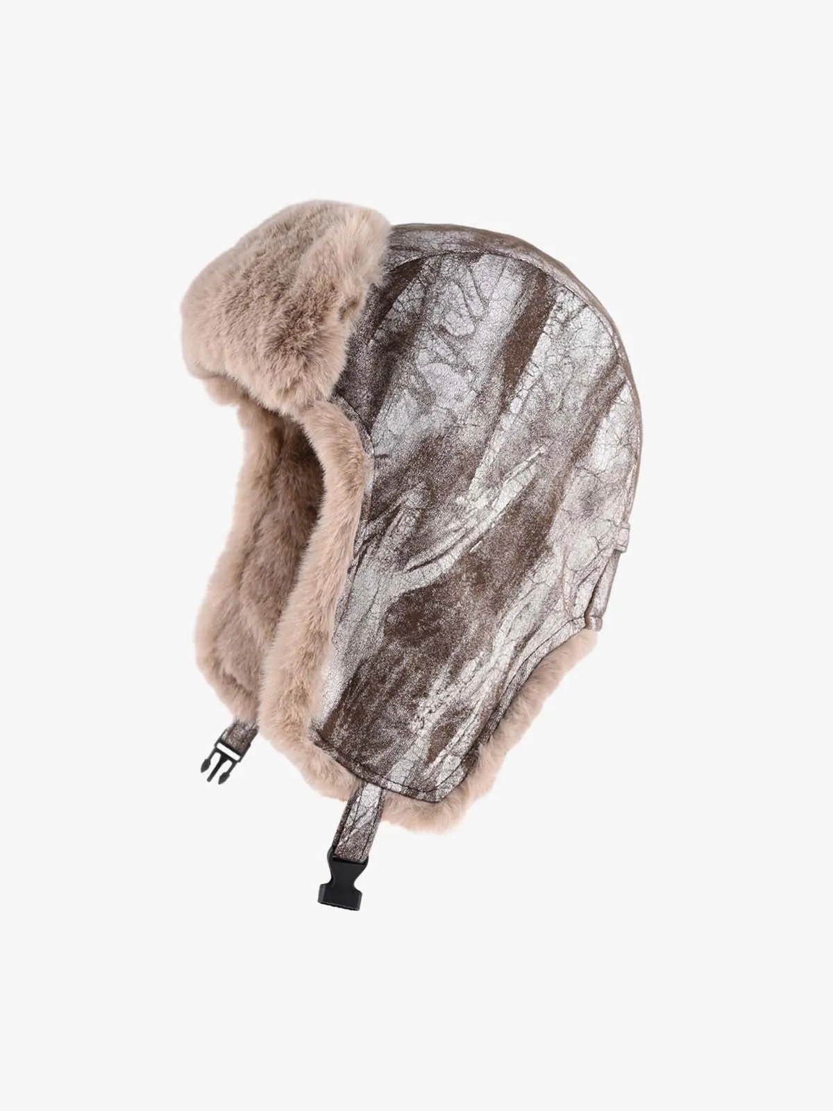 Vintage Cracked Faux Leather Fur-Lined Trapper Hat sold by Thesupermade product image thumbnail 4
