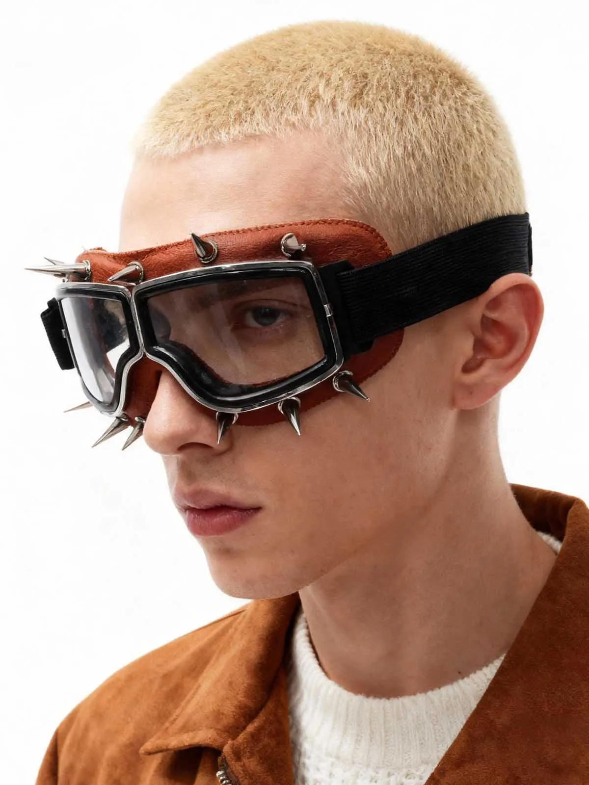 Punk Spike Detail Retro Aviator Goggles sold by Thesupermade product image thumbnail 3