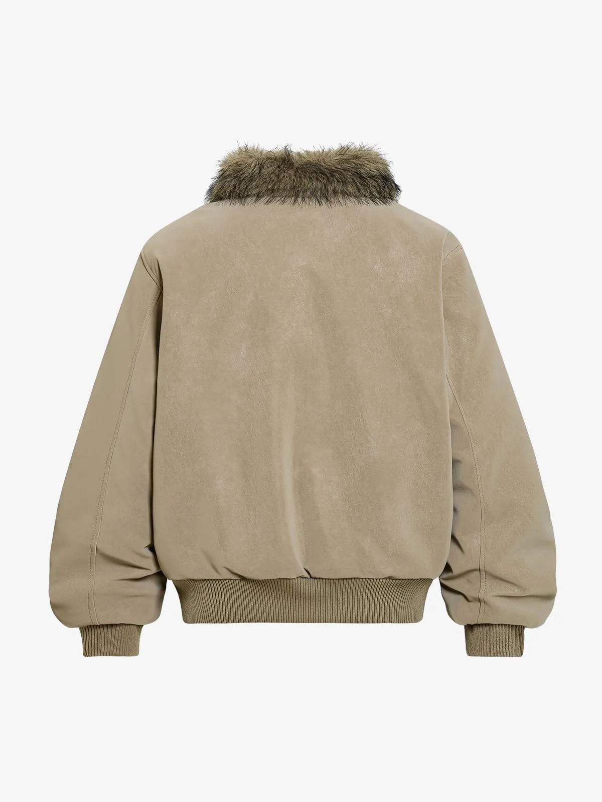 Retro Suede Faux Fur Detail Asymmetric Button Jacket sold by Thesupermade product image thumbnail 3