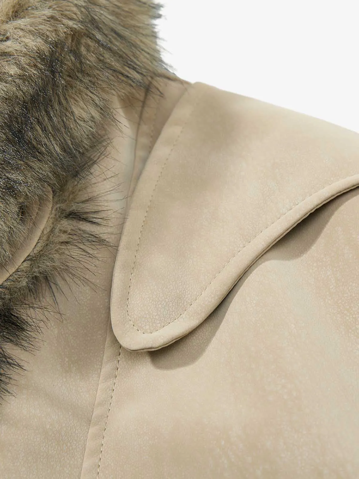Retro Suede Faux Fur Detail Asymmetric Button Jacket sold by Thesupermade product image thumbnail 5