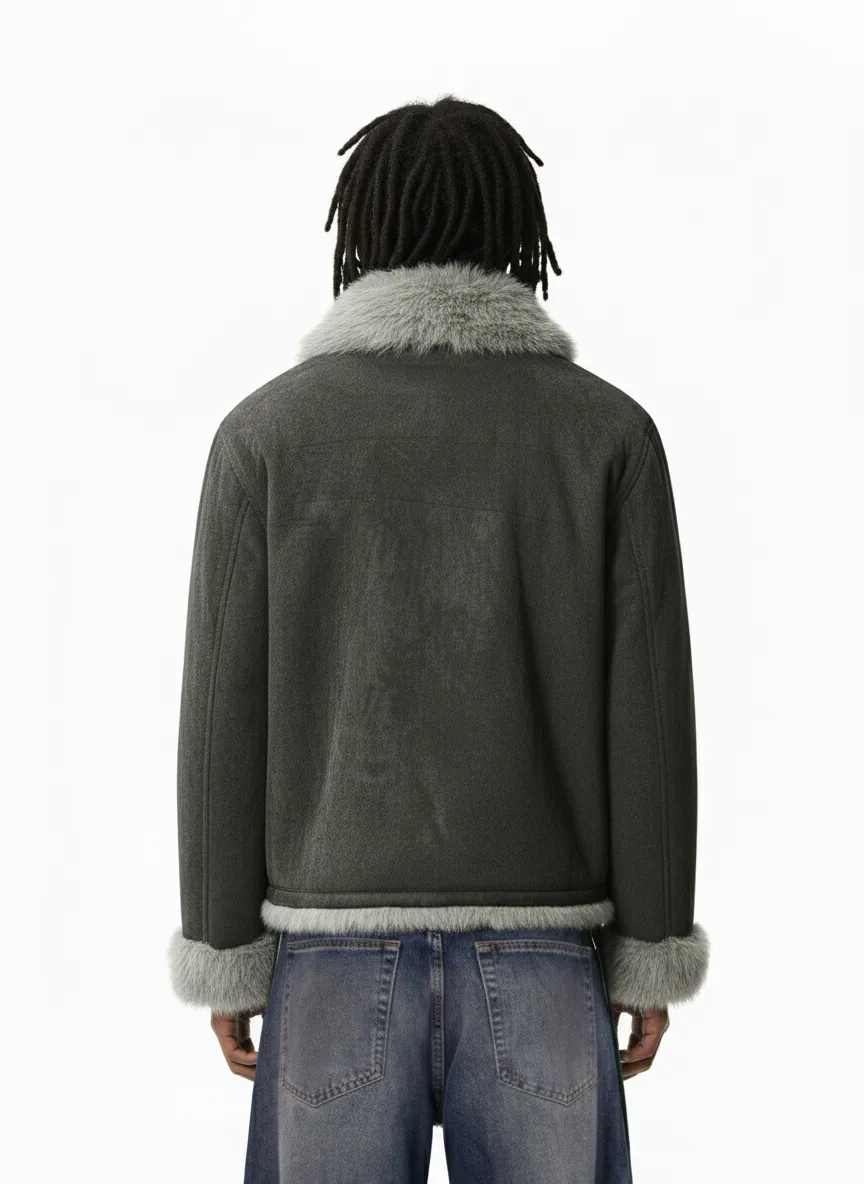 Retro High-Street Suede-Look Lapel Warm Fleece Jacket sold by Thesupermade product image thumbnail 4