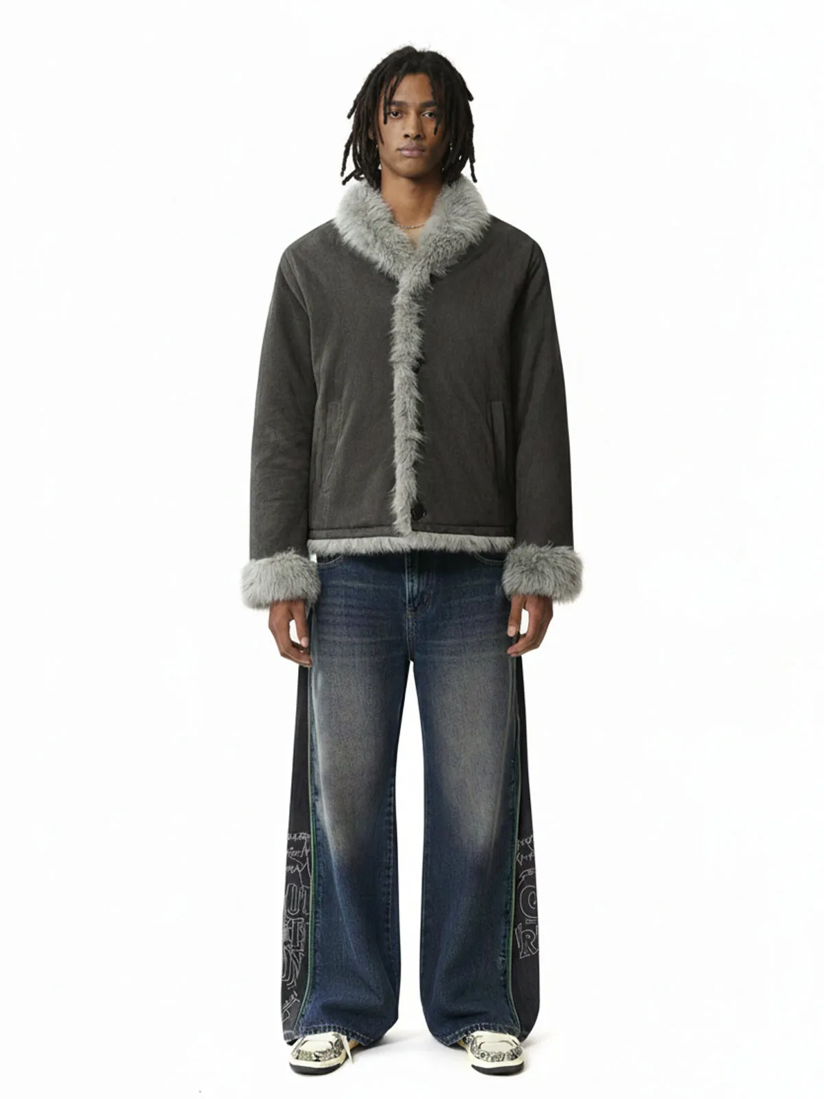 Retro High-Street Suede-Look Lapel Warm Fleece Jacket sold by Thesupermade product image thumbnail 5