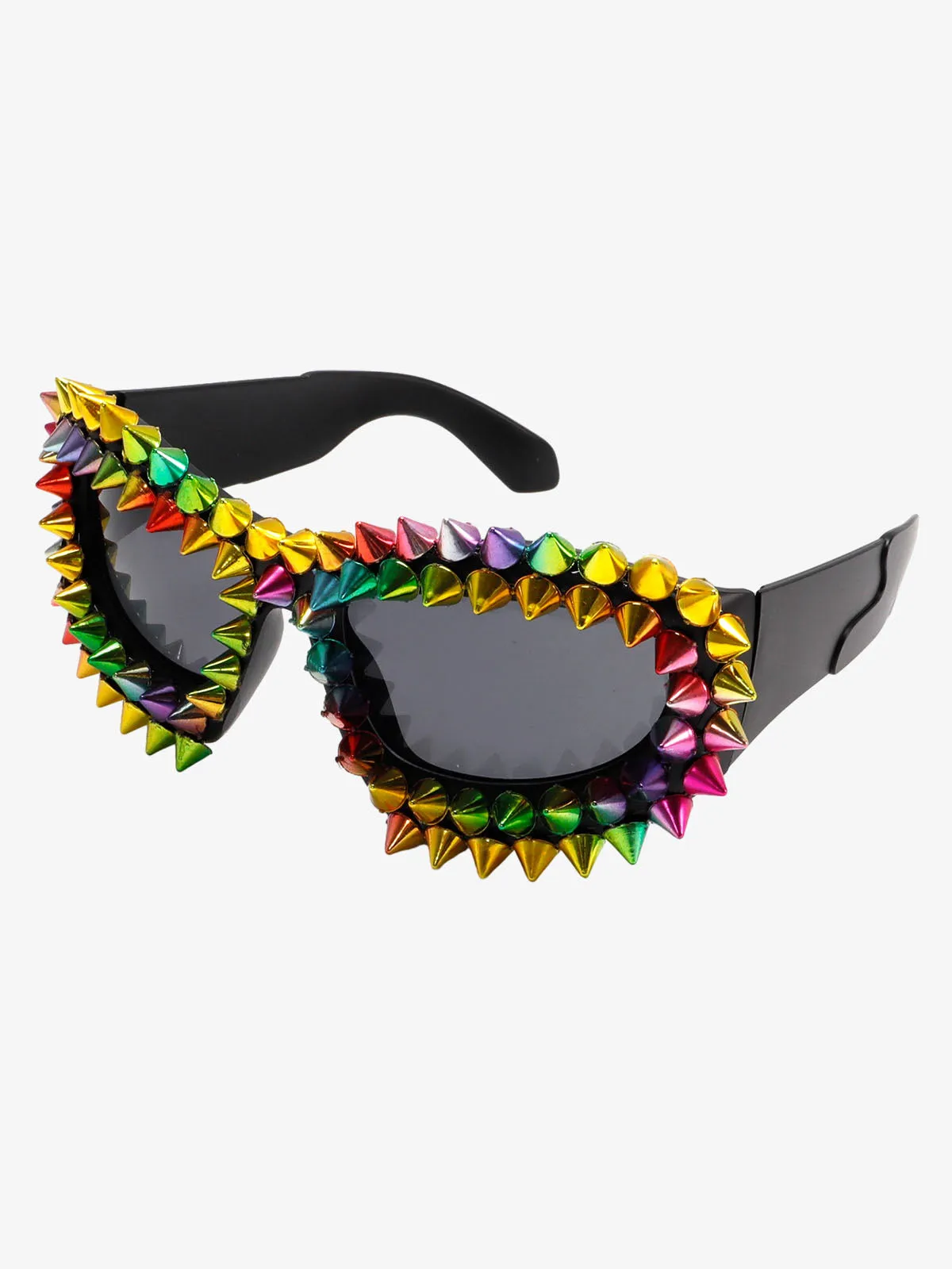 Retro High-Street Multicolor Spike Studded Sunglasses sold by Thesupermade