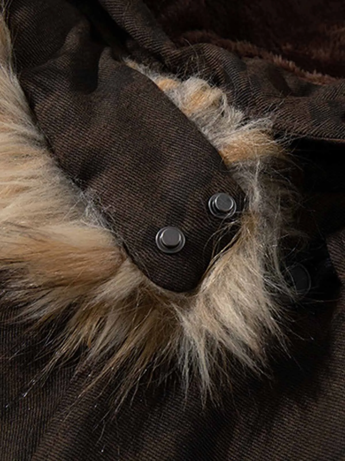 Camouflage Print Detachable Fur Hood Bomber Jacket sold by Thesupermade product image thumbnail 5