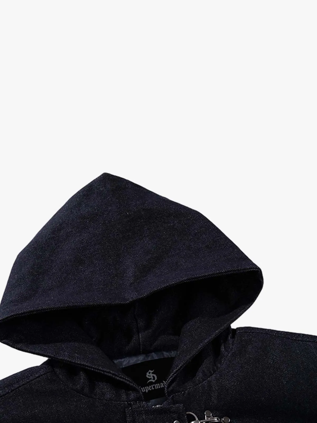 Denim Toggle Detail Bomber Jacket sold by Thesupermade product image thumbnail 4