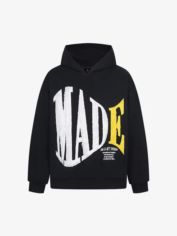 Retro Chenille Lettering Fleece Hoodie sold by Thesupermade