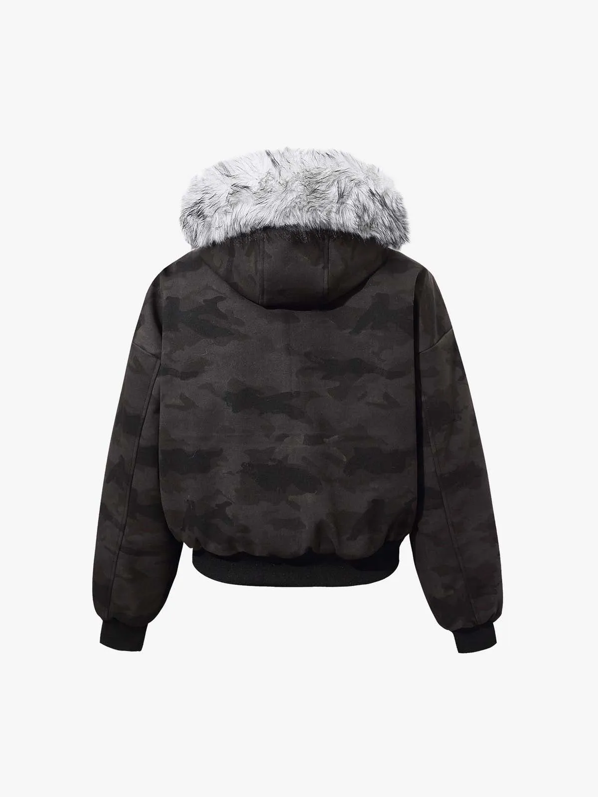 Camoflage Faux Fur Collar Zip Design Bomber Jacket sold by Thesupermade product image thumbnail 5
