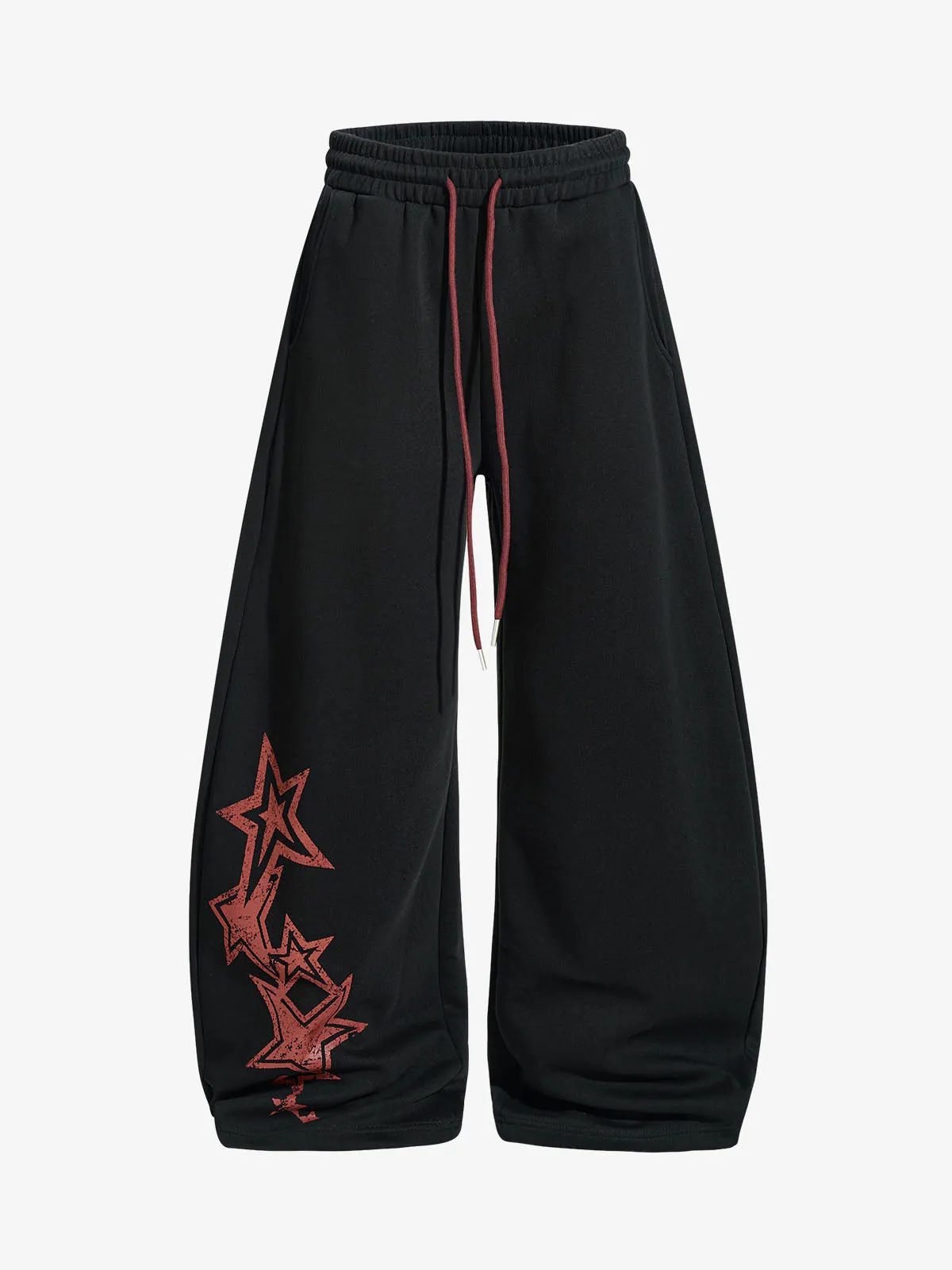 Retro Star Print Drawstring Wide-Leg Barrel Sweatpants sold by Thesupermade product image thumbnail 2