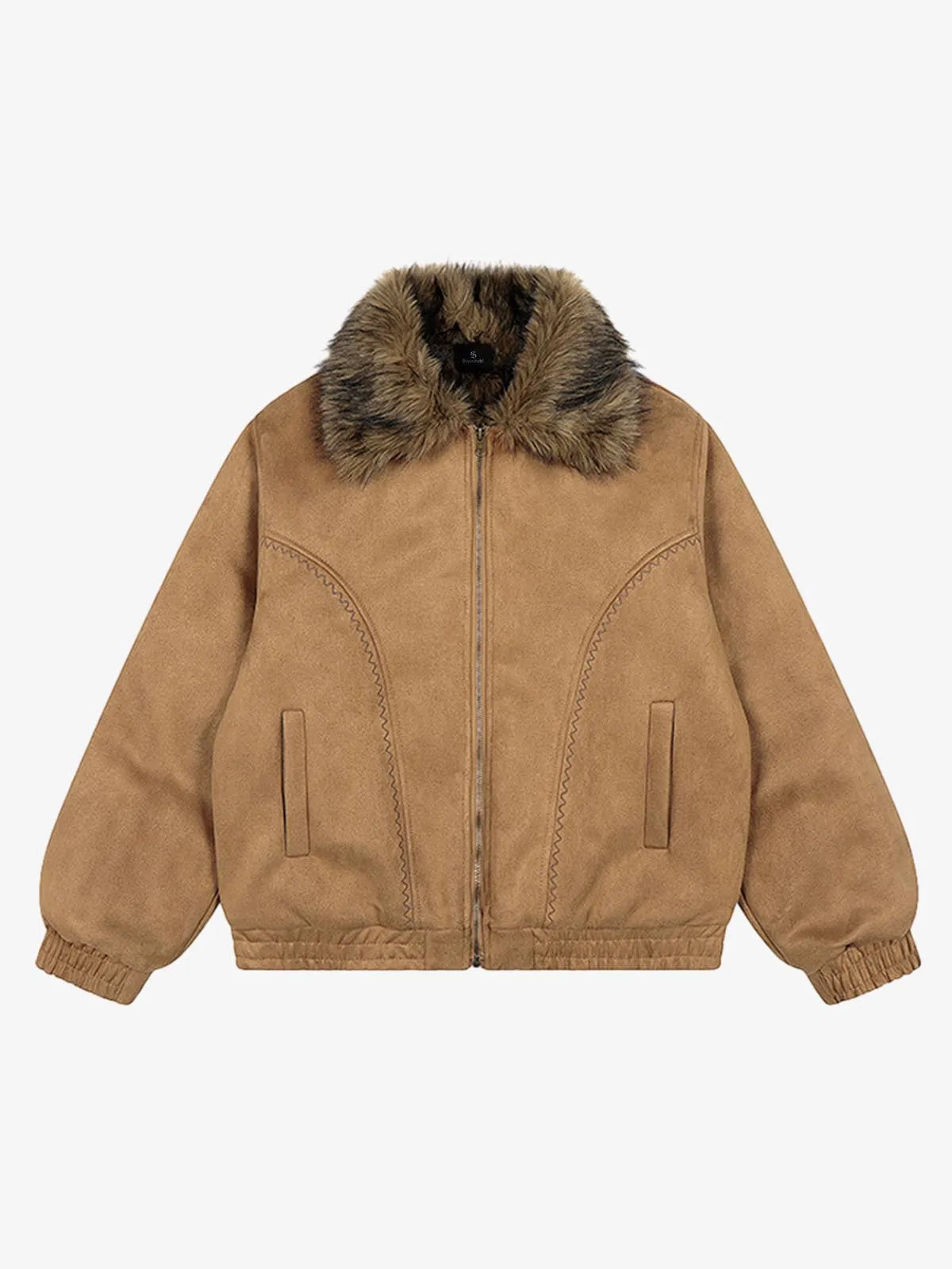 Vintage Distressed Deconstructed Faux Fur Collar Jacket sold by Thesupermade