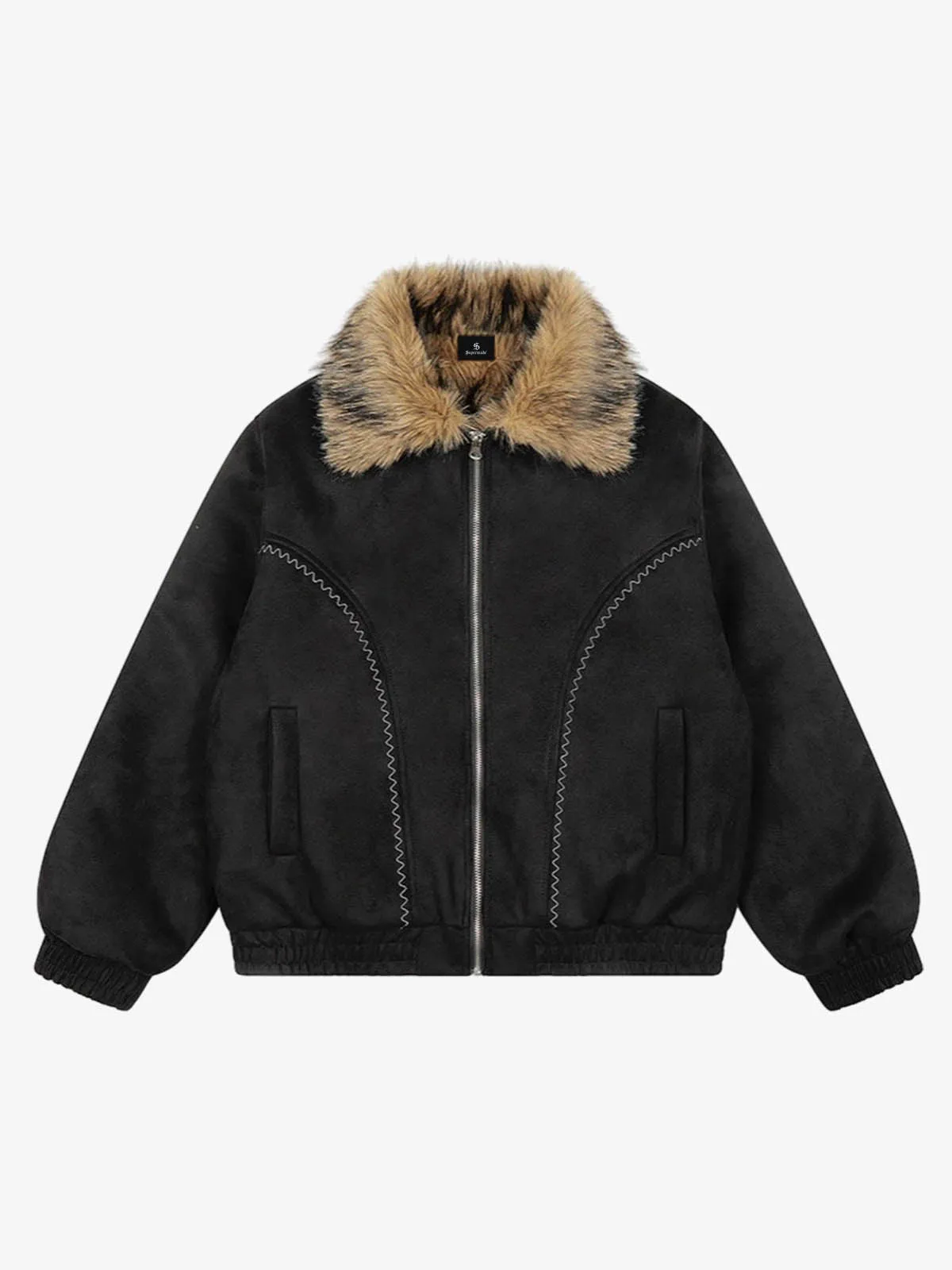 Vintage Distressed Deconstructed Faux Fur Collar Jacket sold by Thesupermade product image thumbnail 2