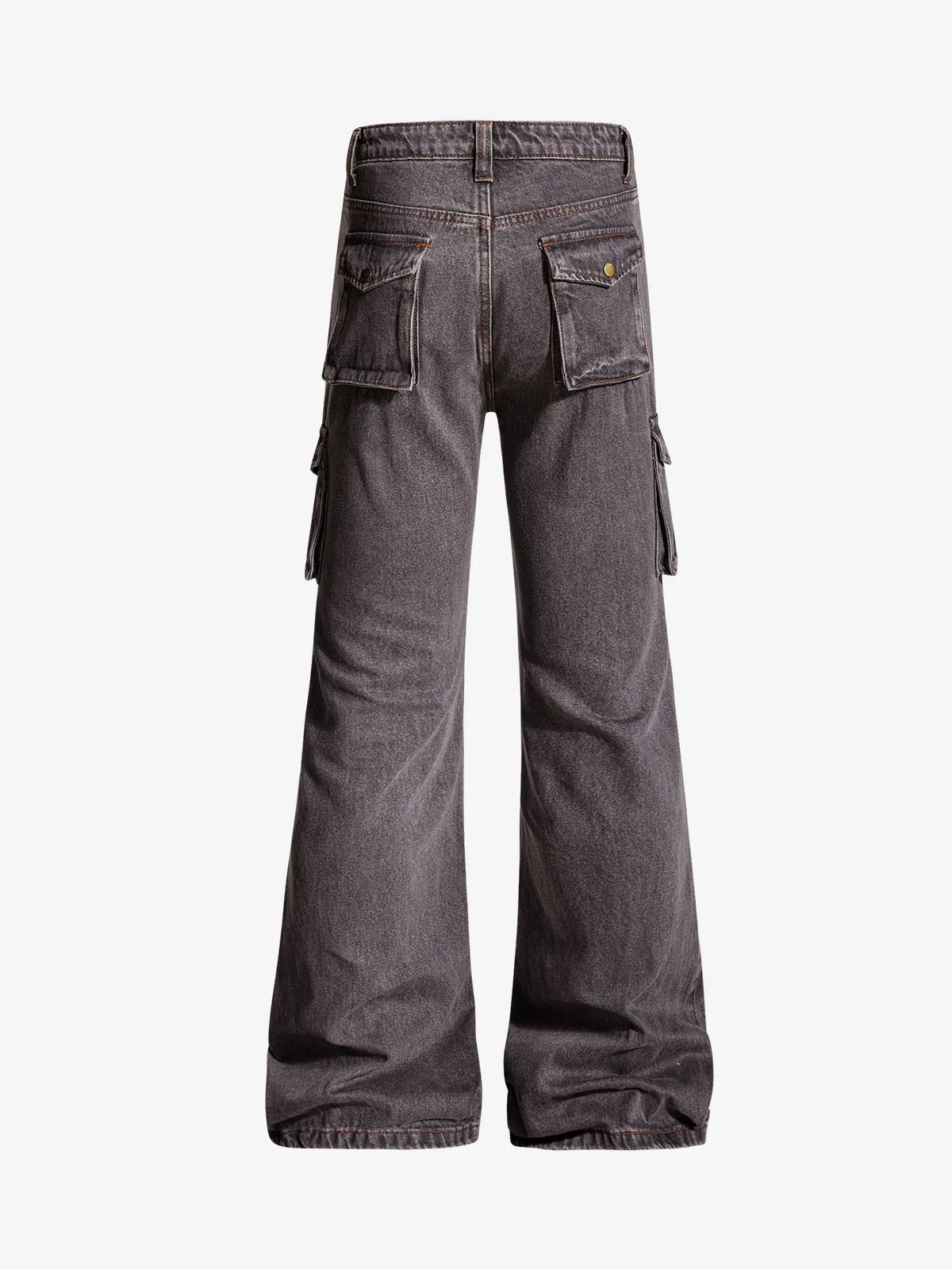 Retro Faded Multi-Pocket Flared Cargo Jeans sold by Thesupermade product image thumbnail 2