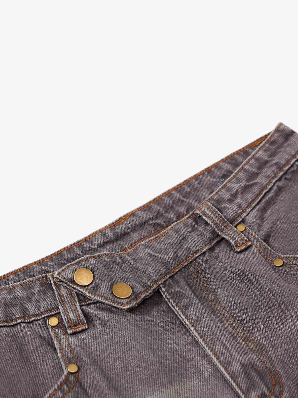 Retro Faded Multi-Pocket Flared Cargo Jeans sold by Thesupermade product image thumbnail 3