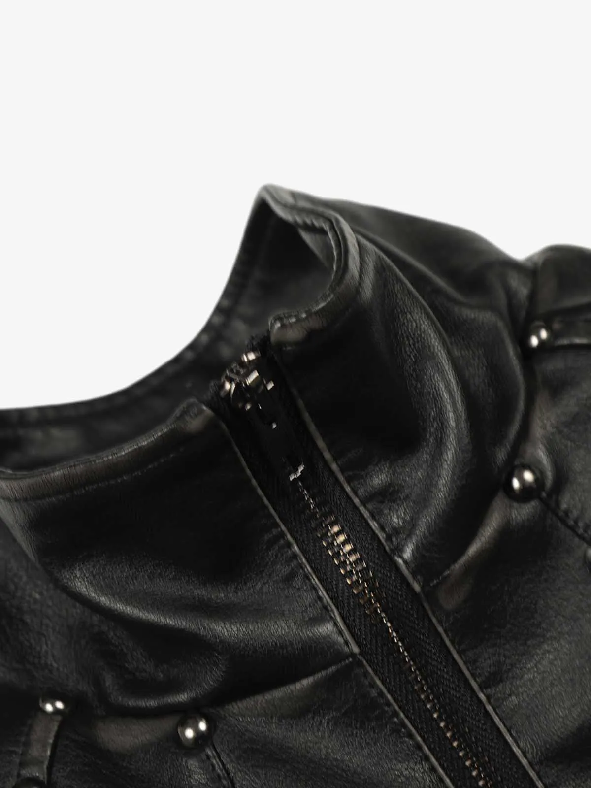 Studded High-Neck Faux Leather Jacket sold by Thesupermade product image thumbnail 3
