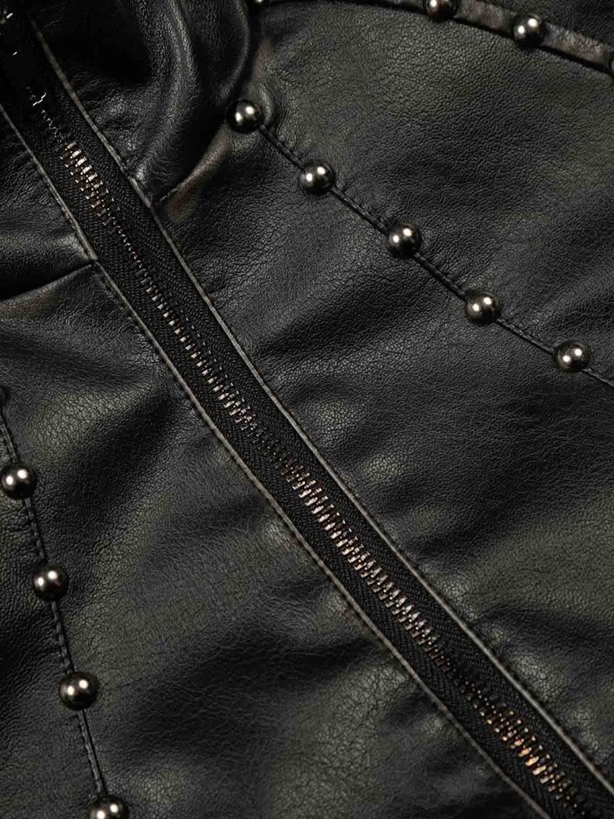 Studded High-Neck Faux Leather Jacket sold by Thesupermade product image thumbnail 5