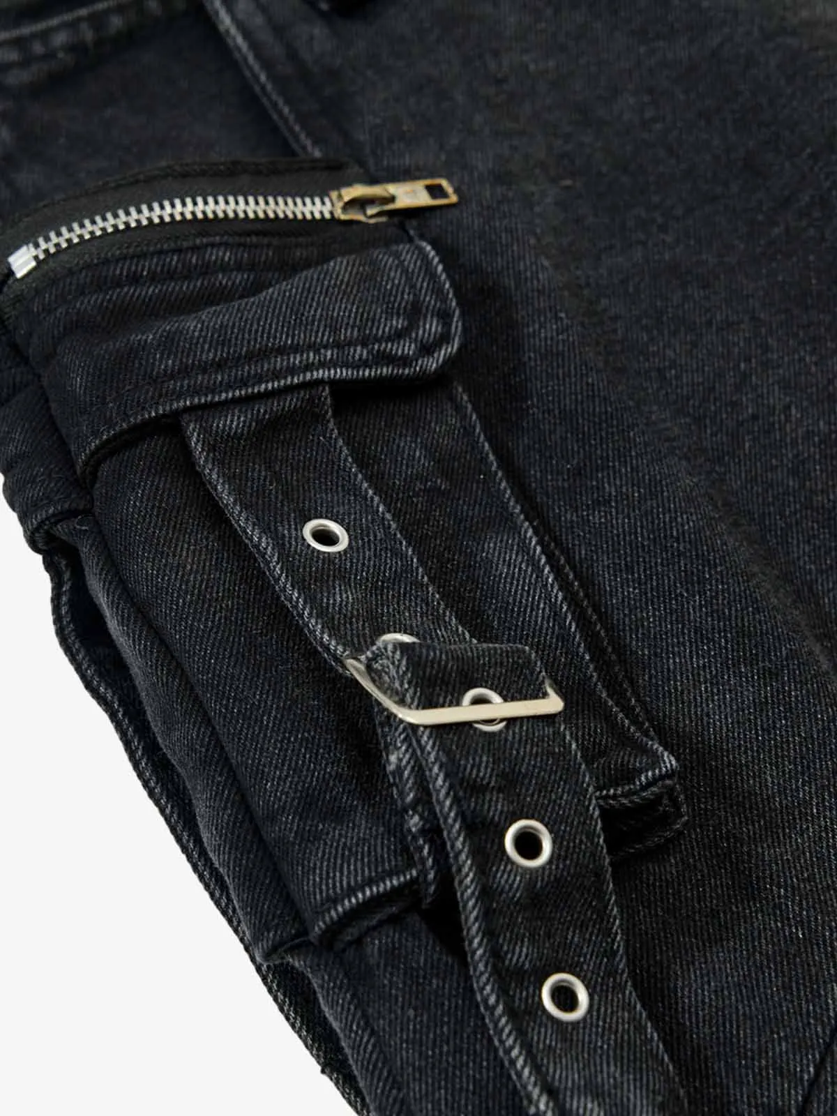 Punk Rivet Multi-Zip Metal Baggy Jeans sold by Thesupermade product image thumbnail 5