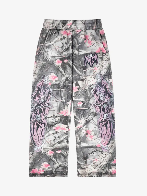 Gothic Devil Graphic Fleece-Lined Wide-Leg Sweatpants sold by Thesupermade