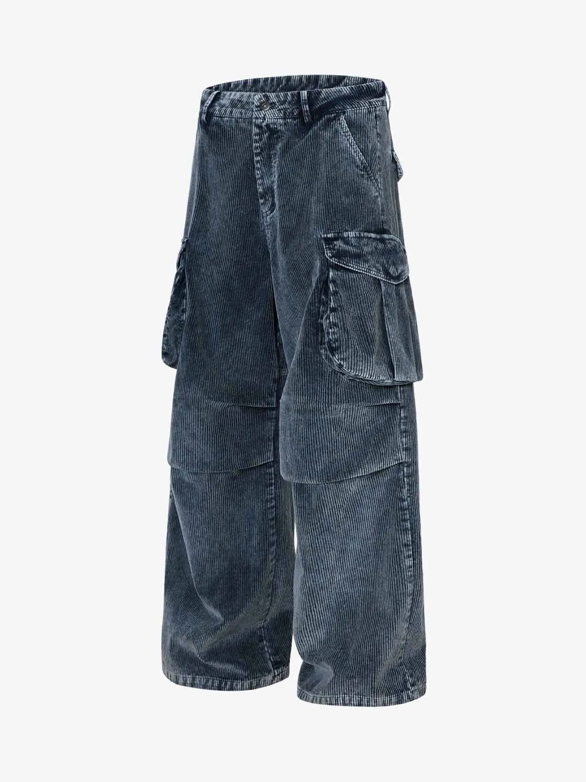 Corduroy Multi-Pocket Wide-Leg Cargo Pants sold by Thesupermade product image thumbnail 2