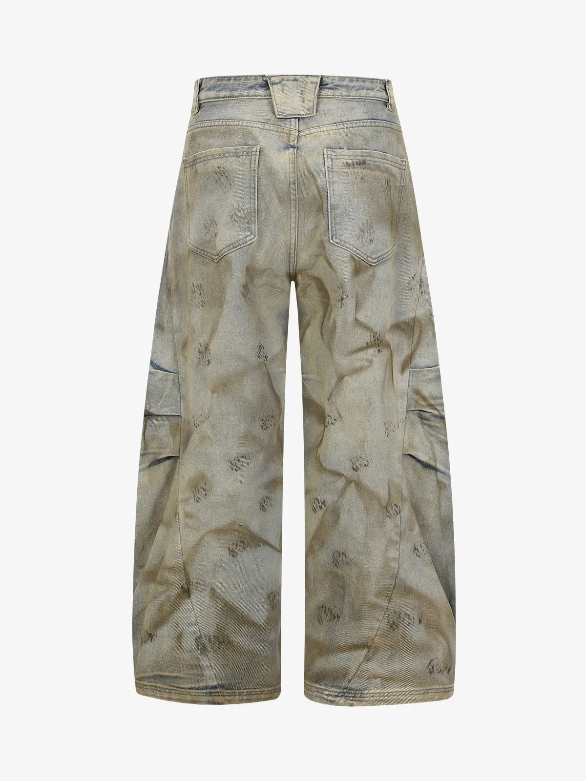 Vintage Distressed Dirty-Wash Wrinkle-Print Barrel Jeans sold by Thesupermade product image thumbnail 2