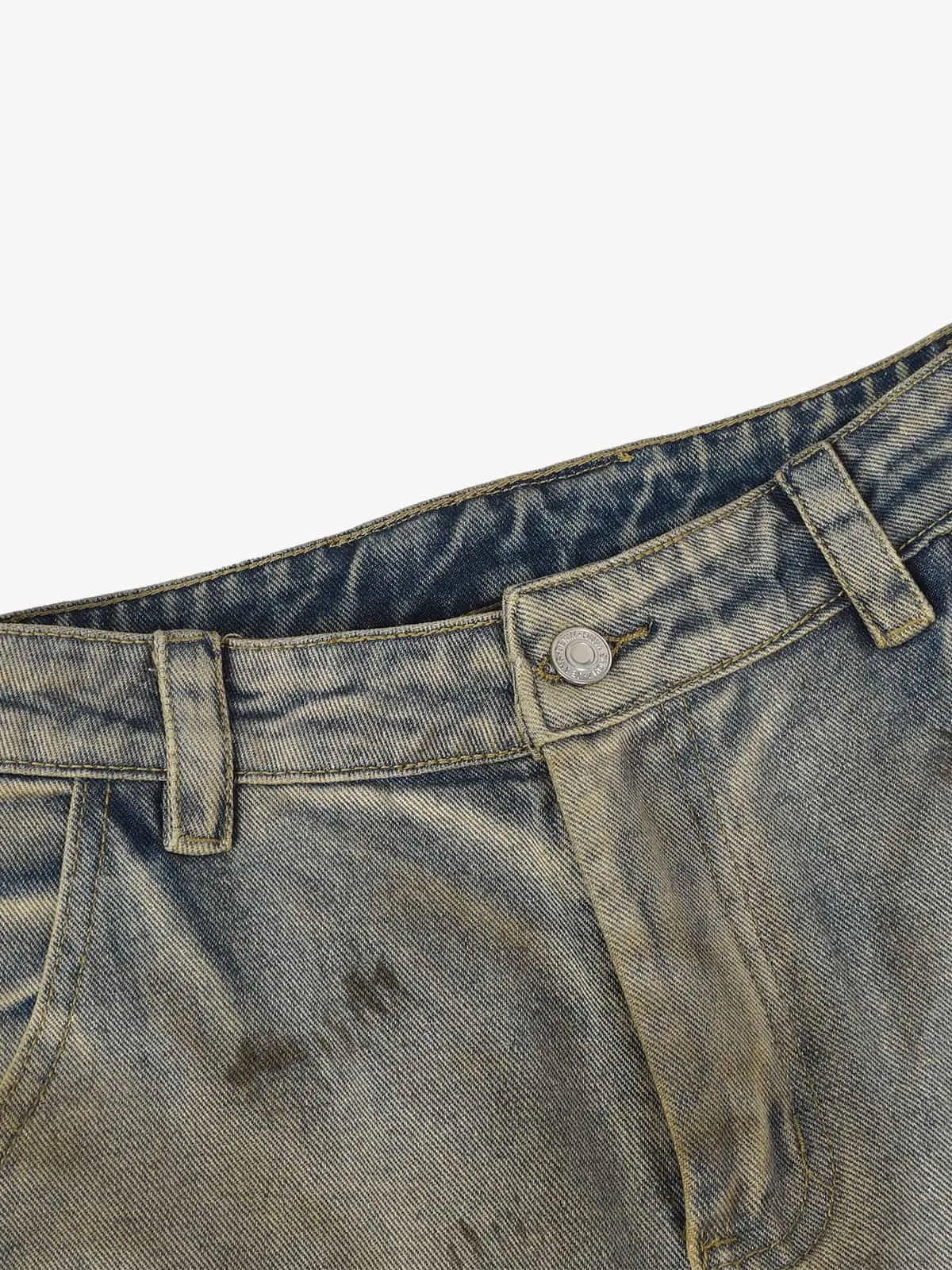Vintage Distressed Dirty-Wash Wrinkle-Print Barrel Jeans sold by Thesupermade product image thumbnail 3