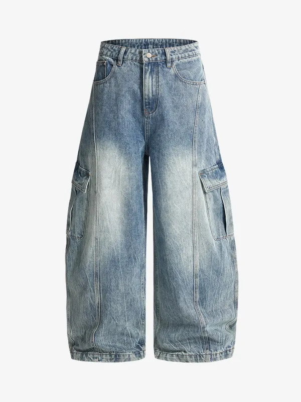 Vintage Cargo Pocket Washed Barrel Jeans sold by Thesupermade