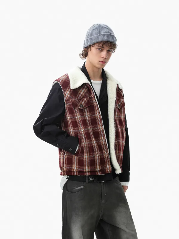 Reversible Plaid Sherpa Lined Vest sold by Thesupermade
