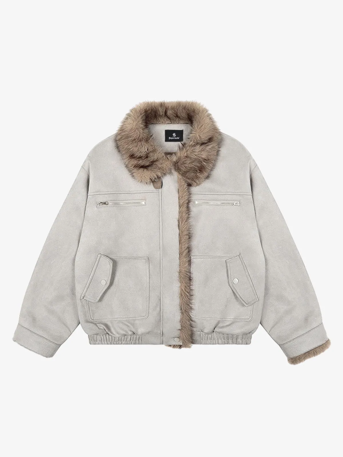 Vintage Suede Faux Fur Lined Aviator Bomber Jacket sold by Thesupermade