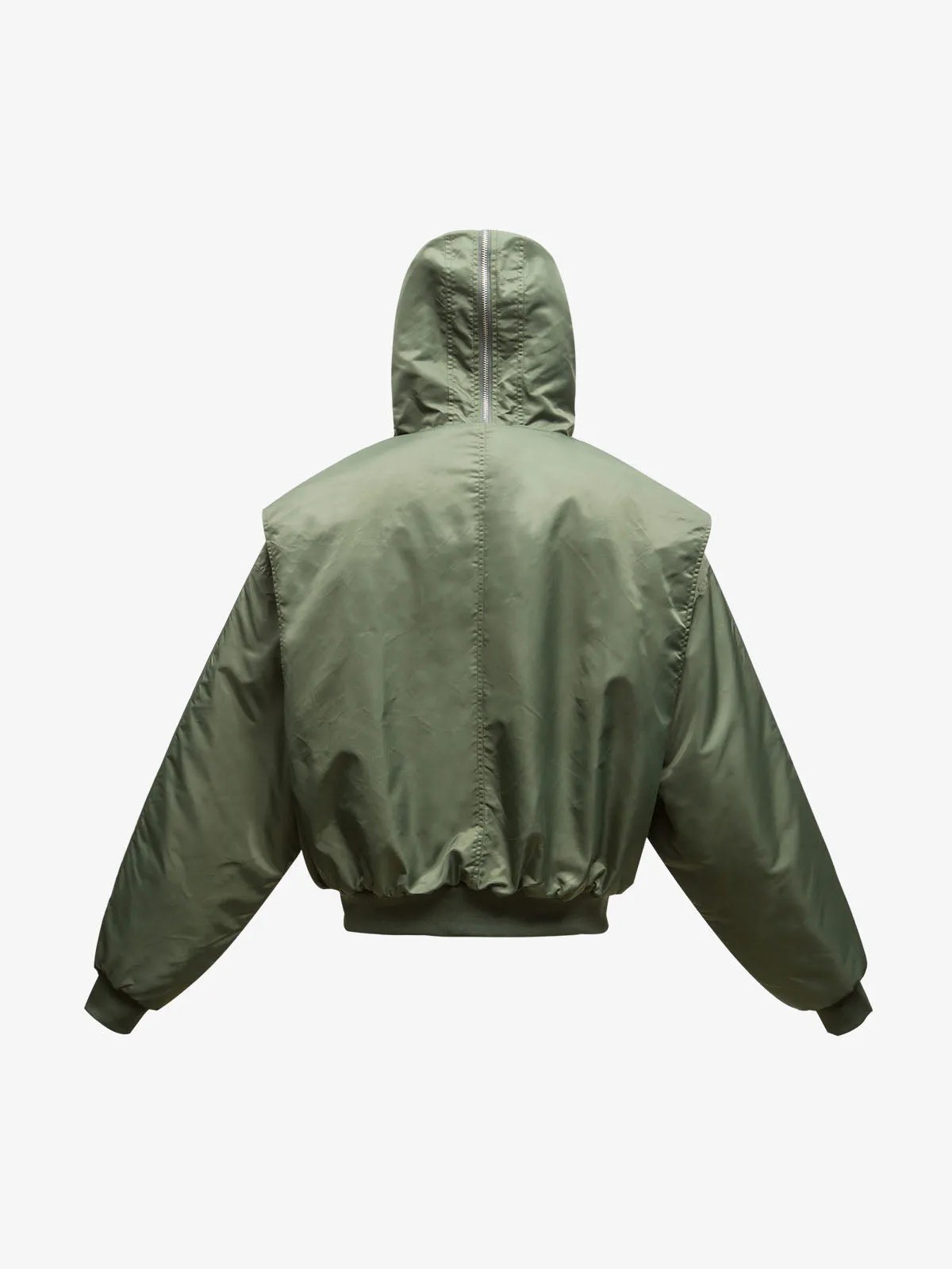 Retro Fur Trim Padded Hooded Nylon Bomber Jacket sold by Thesupermade product image thumbnail 3