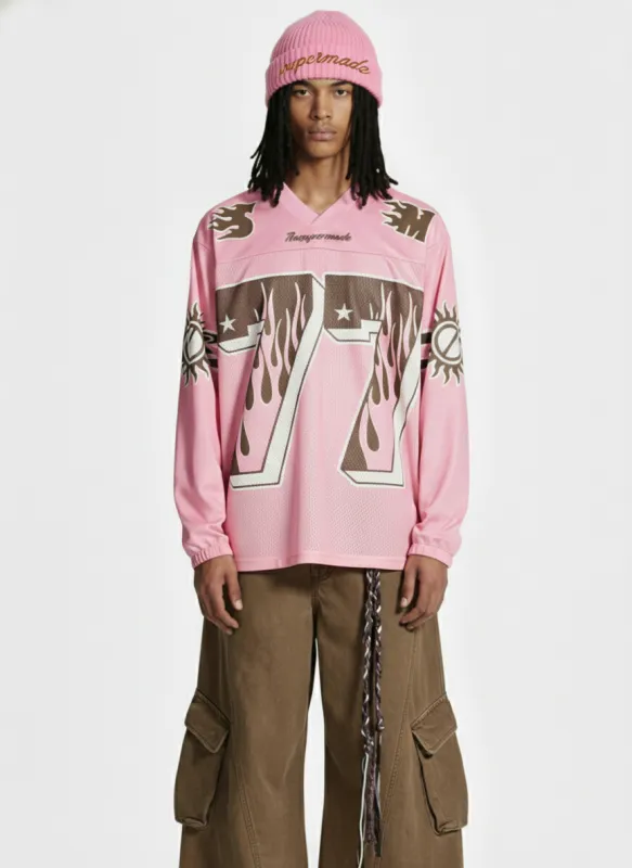 Retro Graphic Flame Number Print Long-Sleeve Jersey T-Shirt made by Thesupermade