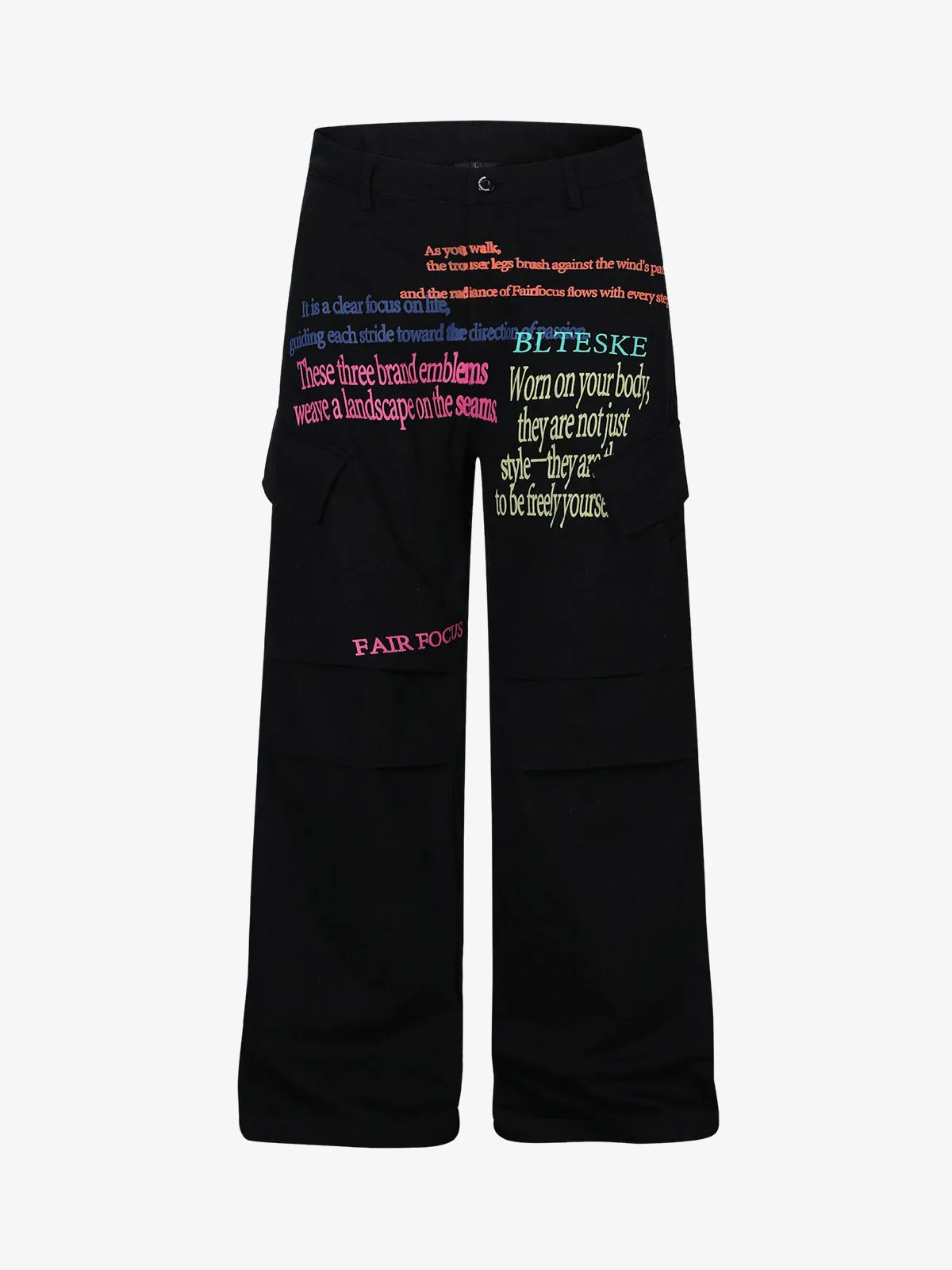 Graffiti Text Multi-Color Print Baggy Cargo Pants sold by Thesupermade