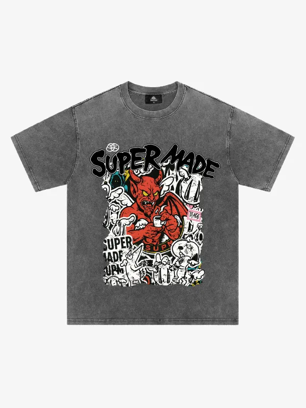 Street Devil Collage Pattern T-shirt sold by Thesupermade