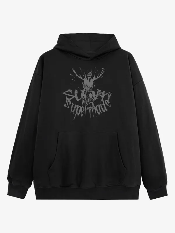 Gothic Devil Graphic Washed Hoodie sold by Thesupermade