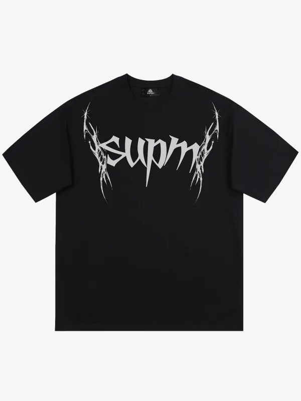 SUPM Gothic Sharp Letter Graphic T-Shirt sold by Thesupermade
