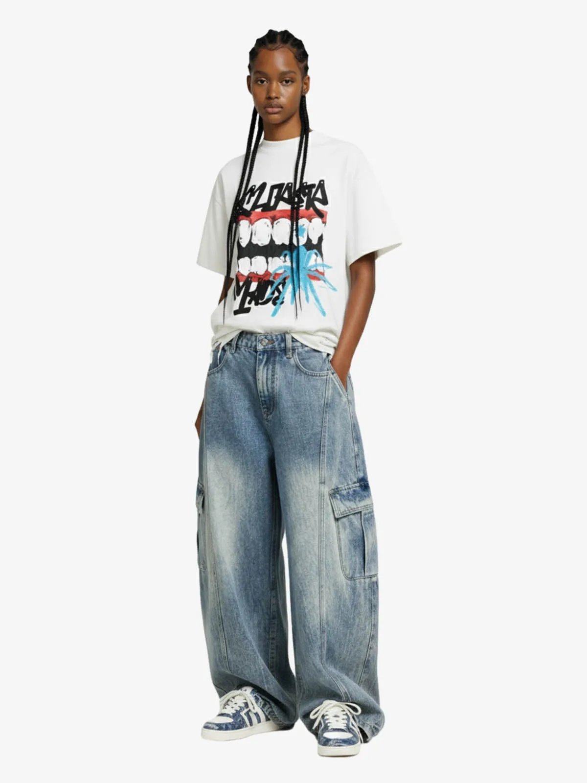 Distressed Graffiti Mouth Graphic T-Shirt sold by Thesupermade product image thumbnail 4