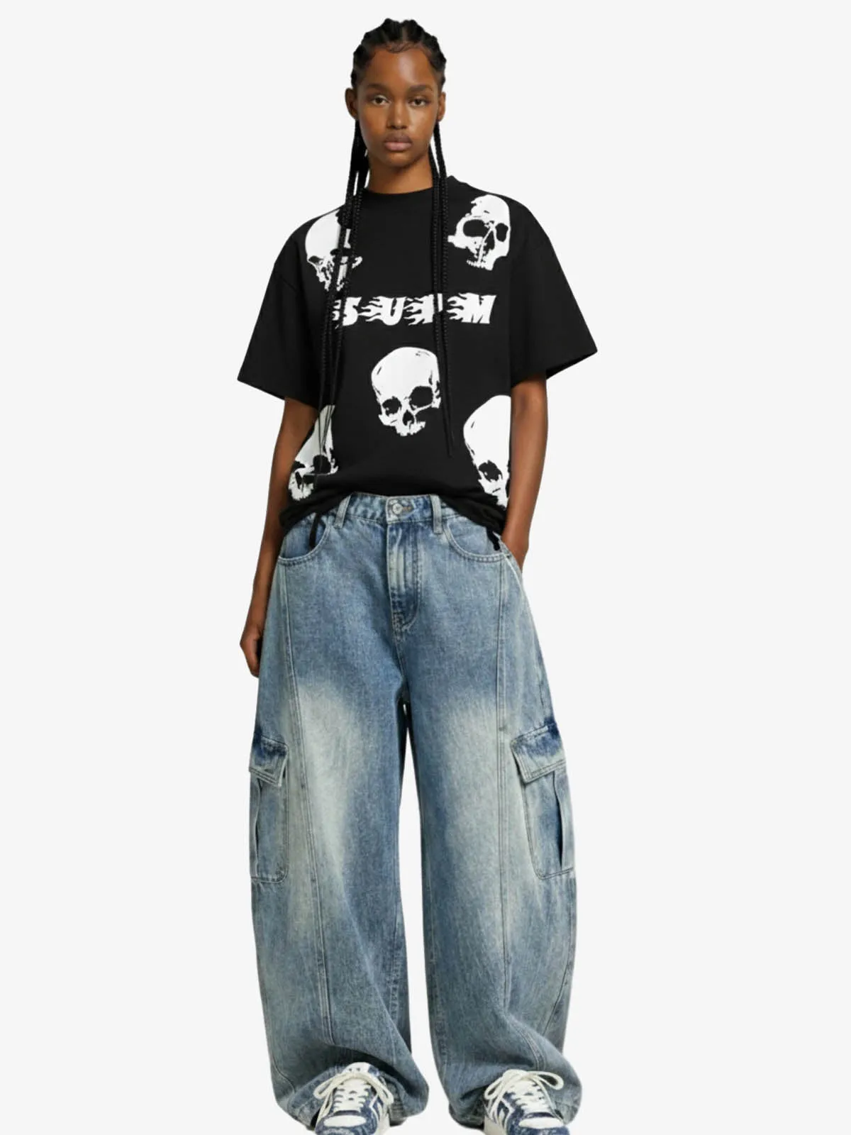 Skull Graphic Distressed Hem T-Shirt sold by Thesupermade product image thumbnail 4