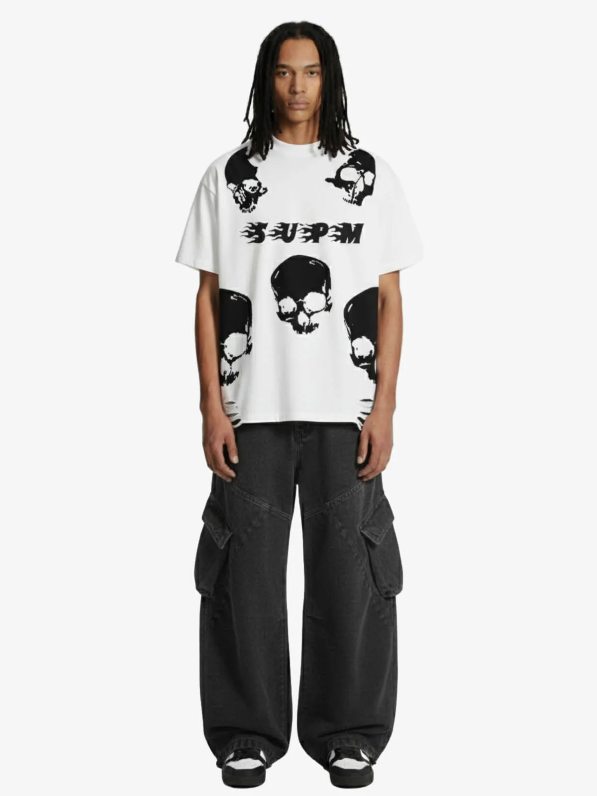 Skull Graphic Distressed Hem T-Shirt sold by Thesupermade product image thumbnail 3
