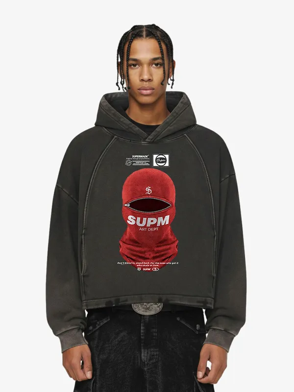 Retro Bandit Hat Graphic Distressed Cropped Hoodie sold by Thesupermade