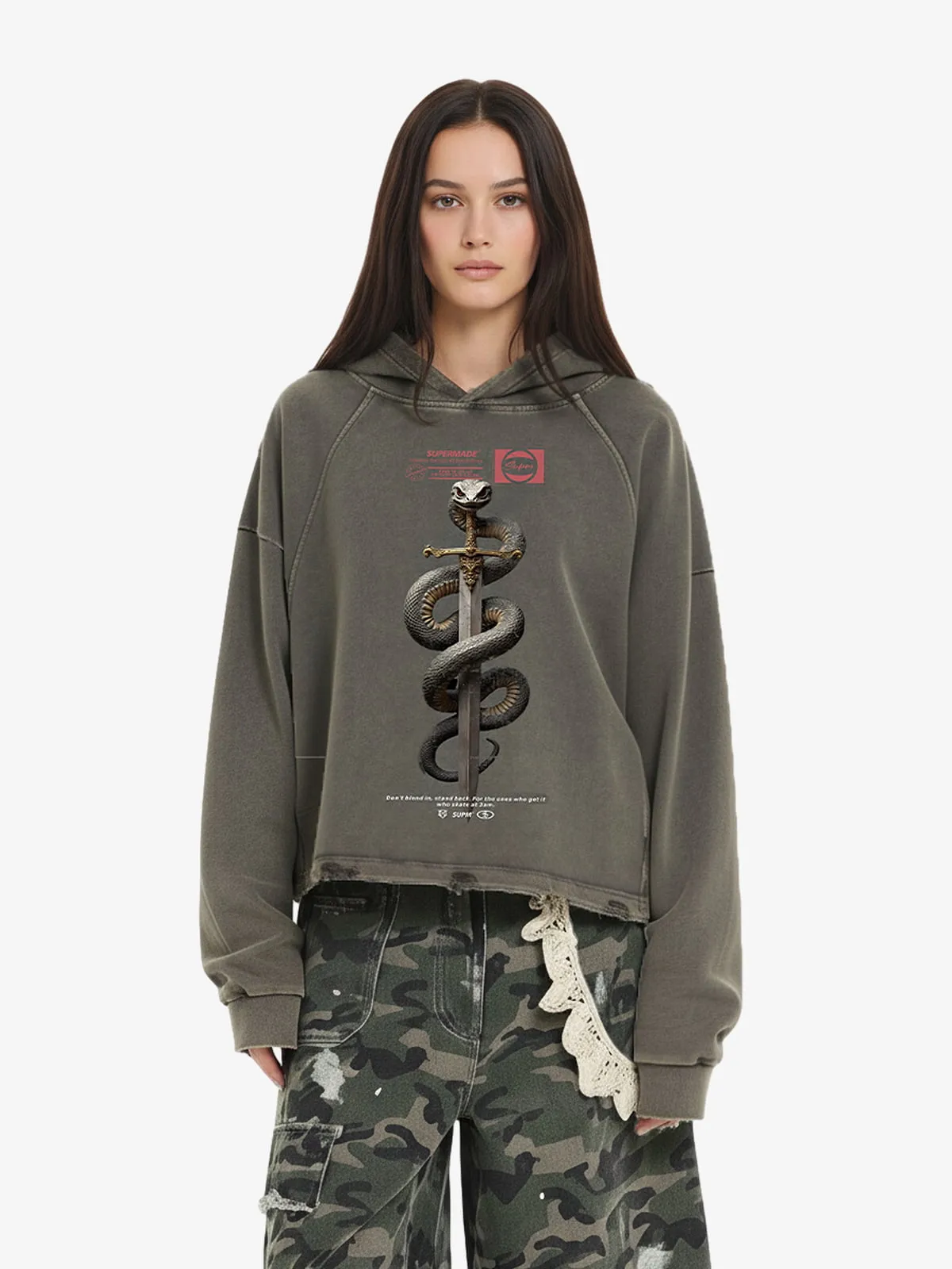 Vintage Washed Snake Staff Graphic Hoodie sold by Thesupermade product image thumbnail 5